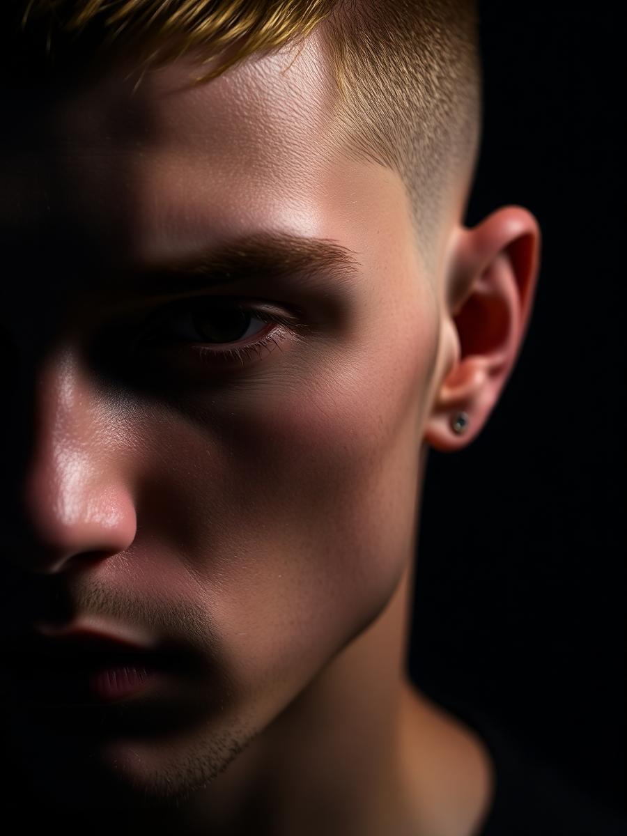 Close-up of a precision skin fade haircut