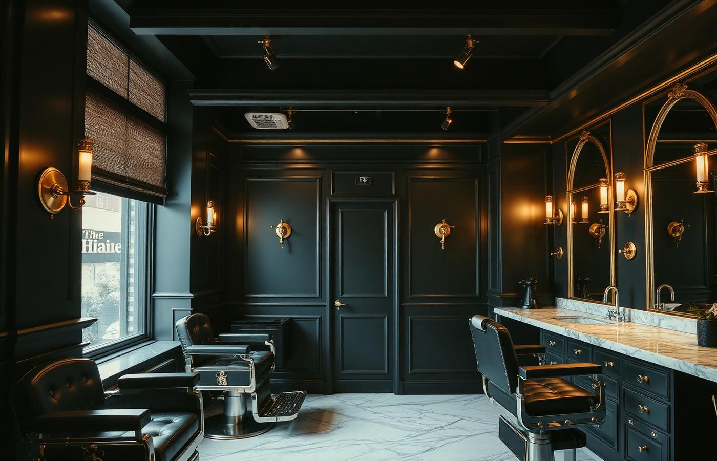 Interior of the Helsinki Barber shop floor