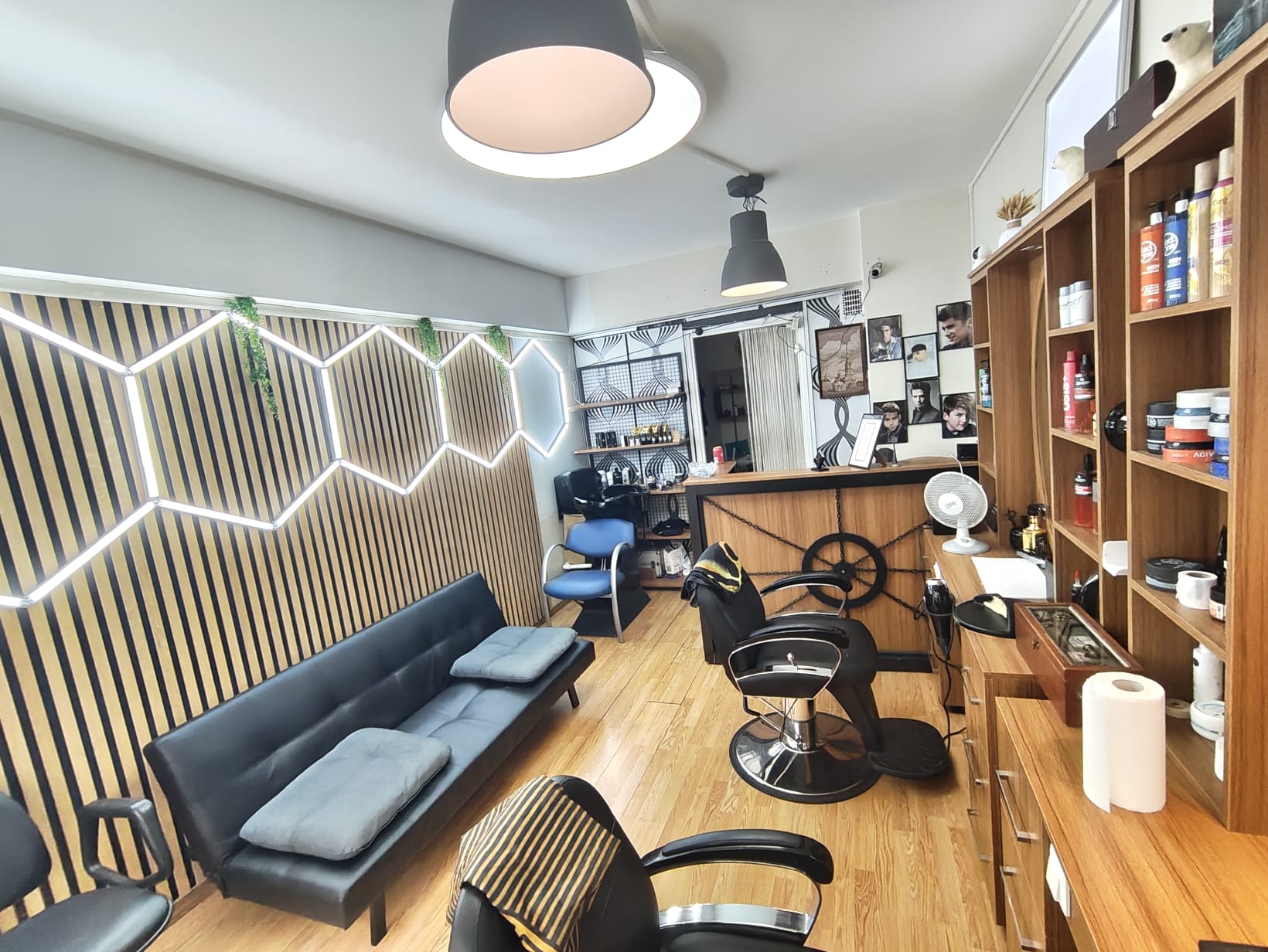 Interior of the Helsinki Barber shop floor